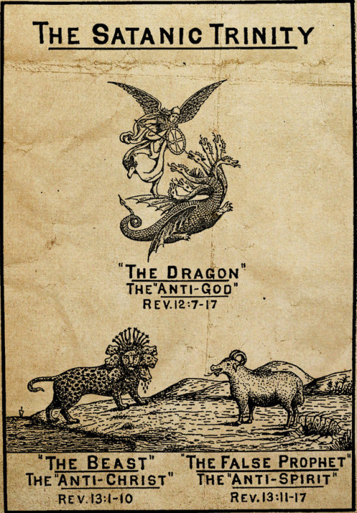 danskjavlarna:“The Satanic trinity: the Dragon (the ‘Anti-God’), the Beast (the ‘Anti-Christ’)