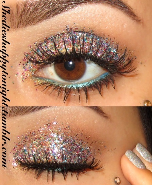 silver glitter eyeshadow tumblr