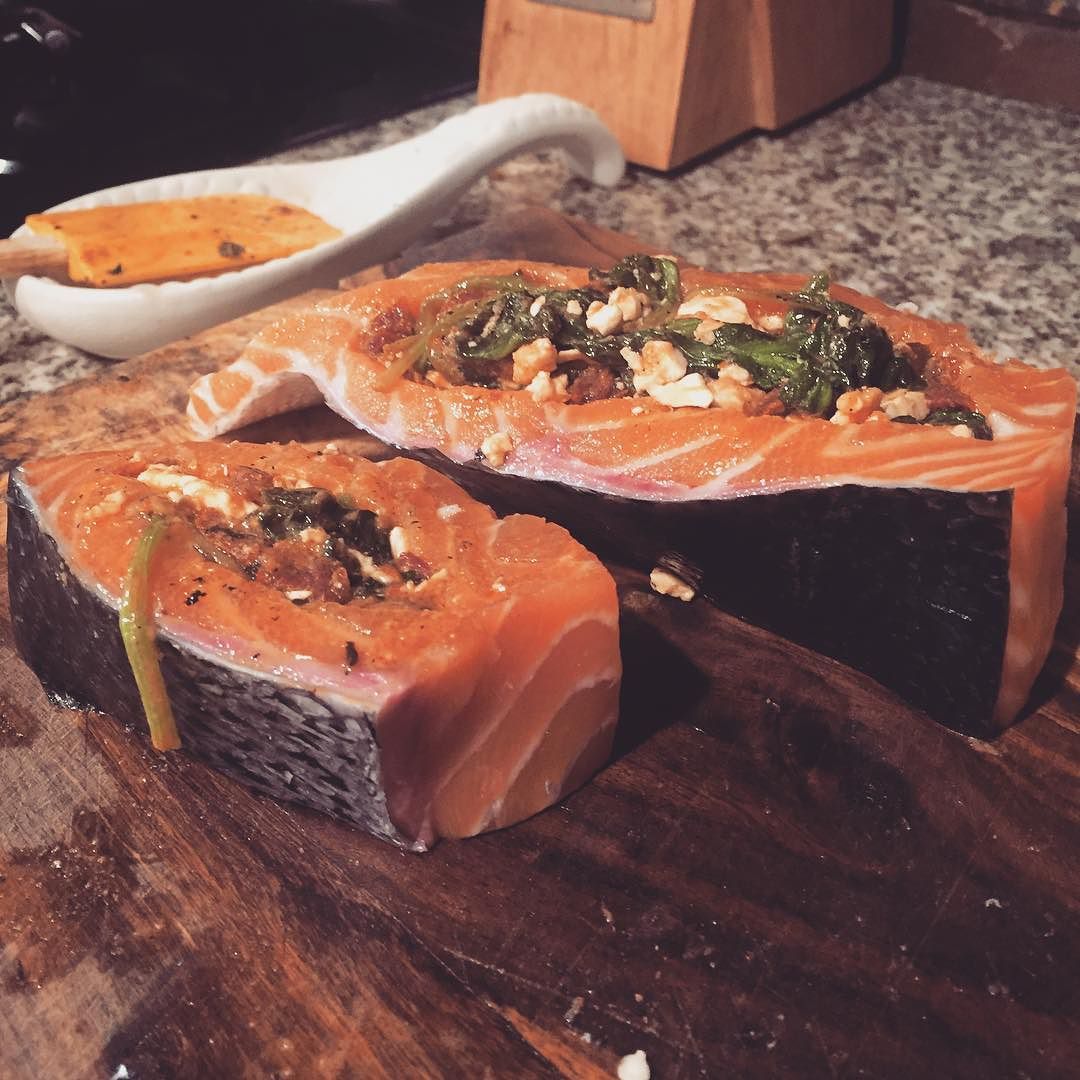 I don&rsquo;t mess around in the kitchen. #salmon by 6feetofsunshine