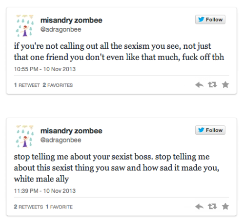stfufauxminists: whatfreshhellisthis: If you’re not making sexists uncomfortable you’re 