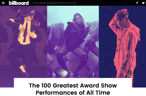 Billboard named Beyoncé’s Lemonade Medley at the 2016 VMAs as The Greatest Award Show Performa