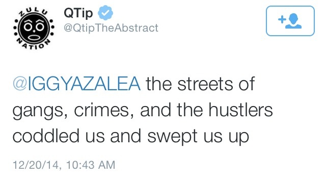 illumahottie:  QTip is going intellectually IN on Iggy right now. 