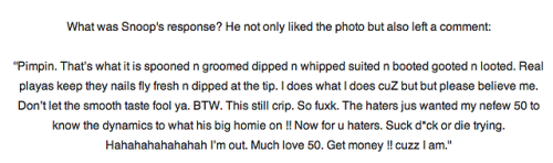 2brwngrls:  In which Snoop Dogg doesn’t adult photos