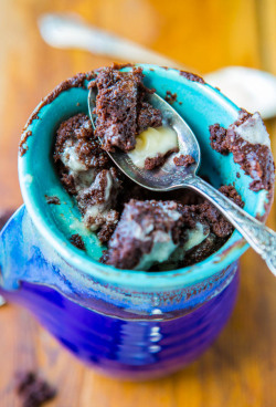 do-not-touch-my-food:  Chocolate Brownie Mug Cake with Vanilla Glaze