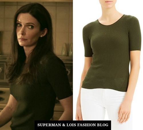 Who: Elizabeth Tulloch as Lois LaneWhat: Theory Short-Sleeve Ribbed Wool Sweater - Sold OutWhere: 1x