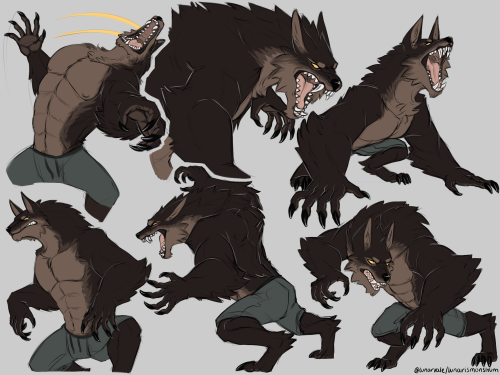 lunarismonstrum:More Werewolf Chris doodles using renders and screenshots of Nergi as pose reference