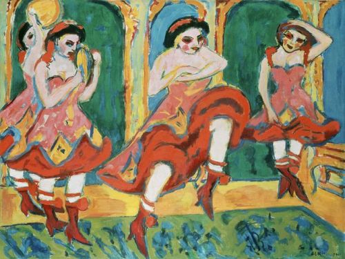 expressionism-art:Czardas Dancers, 1920, Ernst Ludwig KirchnerMedium: oil,canvashttps://www.wikiart.