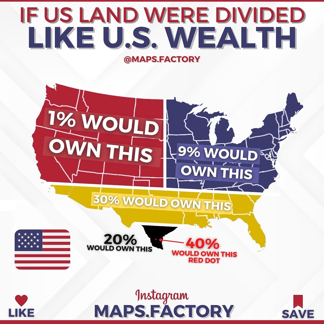 If US land were divided like US wealth.
by maps.factory