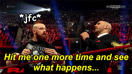 iteamhelena:  Sheamus got geniunely surprised when he slapped Cesaro XD And they worked that moment perfectly!