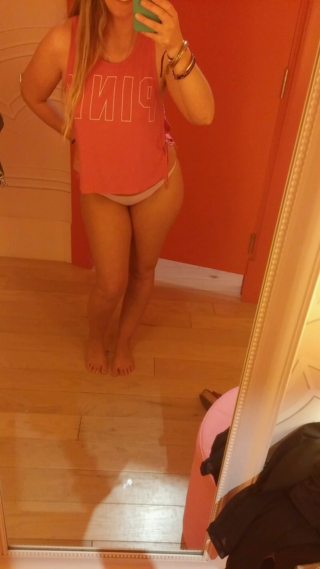 sarahxoxoblog:  Having fun trying on things at my fave store…love me some VS! 