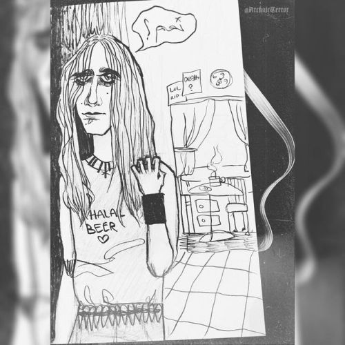 [zoom in for detail] Another shot of Idrees in his natural habitat. Sketched his upper half yesterda