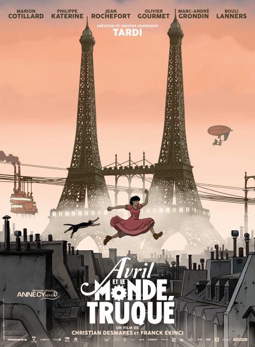 rufftoon:  ca-tsuka:  1st pictures of french animated feature film “Avril et le Monde Truqué” (The Rigged World) created by comic-book artist Jacques Tardi with Je Suis Bien Content studio (Persepolis). Directed by Christian Desmares & Franck