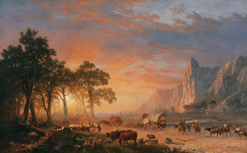 Emigrants Crossing the Plains- Sunset (aka The Oregon Trail), Albert Bierstadt, 1869