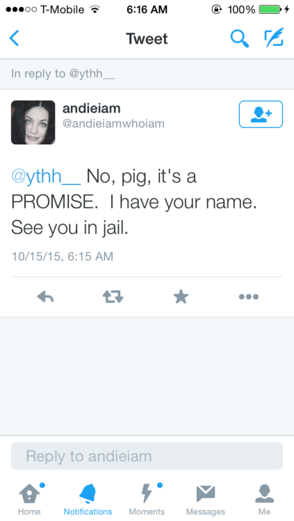 sonoflilb:sipsomelean:This lady, Andie Pauly (married to a police officer) is a racist. She calls al