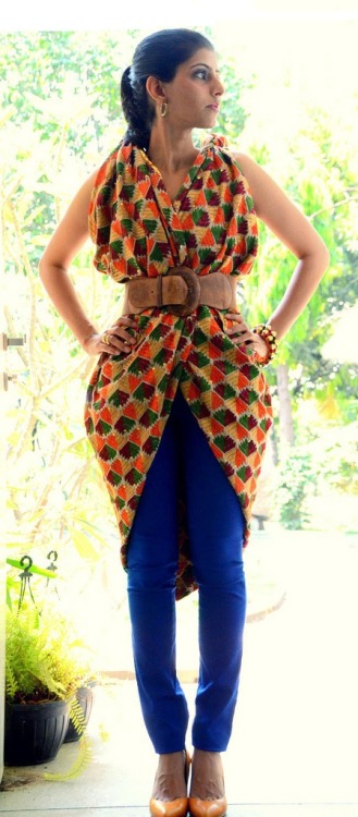 Phulkari dupatta wrapped as a top!