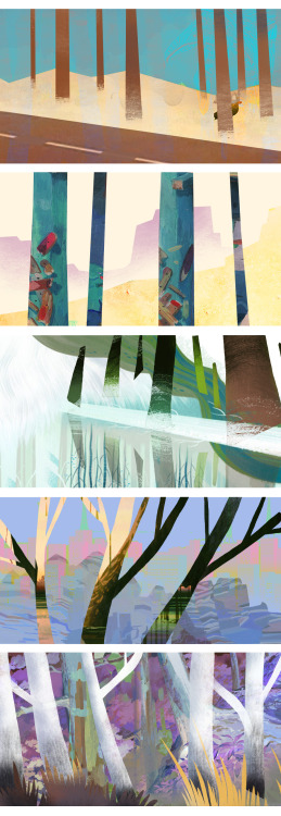 Quick color keys for a futur project. Sequence in the forest. Art by chucco. Alexandre belbari    ww