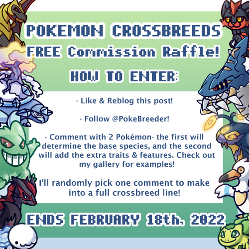 pokebreeder:As thanks for 5k+ followers and all the love on my Pokémon crossbreed designs, I&