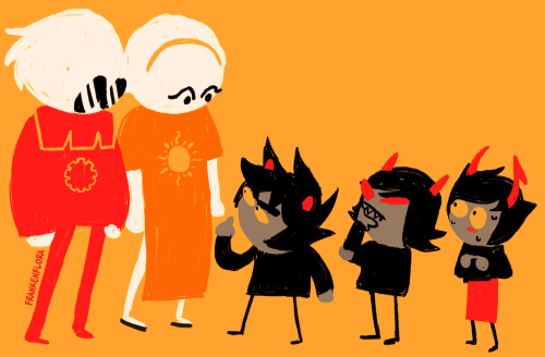 frankenflora:homestuck au where everythings the same except that when the humans meet up with the tr