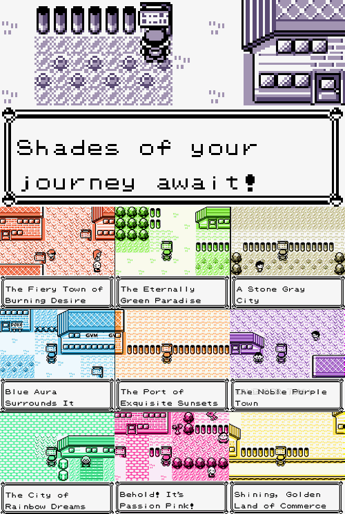 jgpgaming:  Pokemon Yellow’s towns in color. 