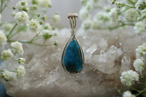 Apatite pendants with sterling silver handmade my me.Available at my Etsy Shop - Sedna 90377