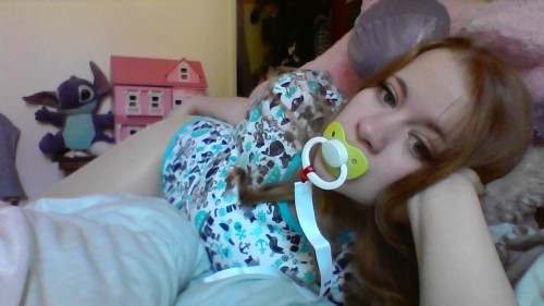 littlelolikat:  Pirate onesie from ABDLMarketplace! and a new green paci! 