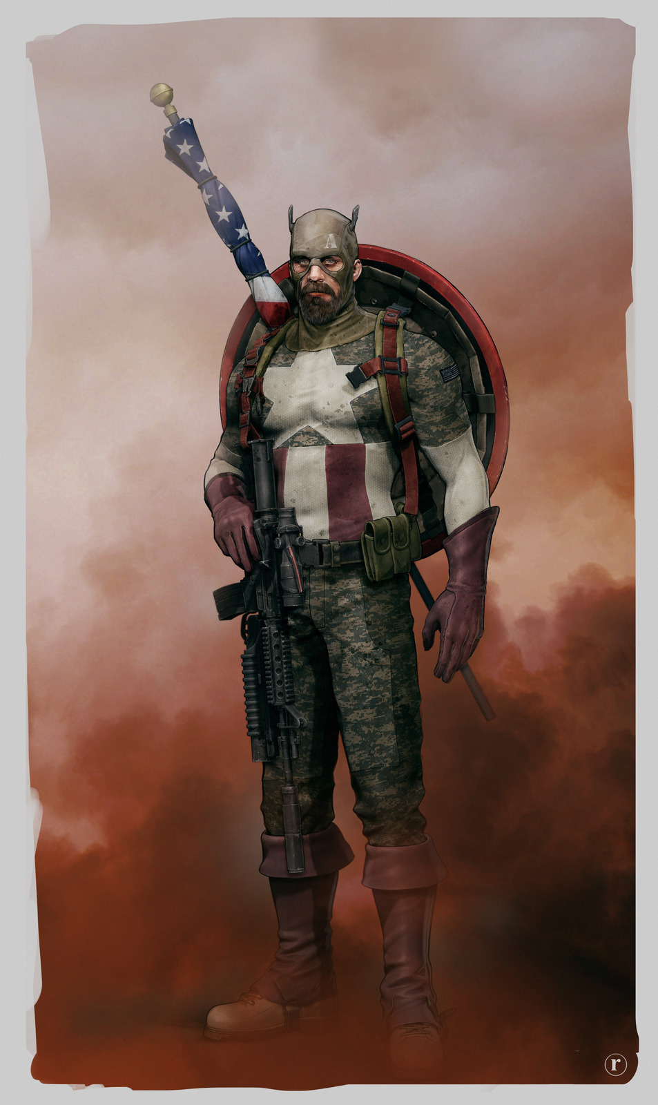 everydaygun:  gunrunnerhell:  Captain America - Randy Forsyth  21st century Captain
