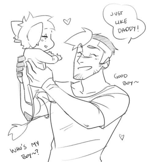 ftlosd:  An older Shiro and Keith having adopted a stray Galran child.Had this idea and couldn’t pass it up. XD