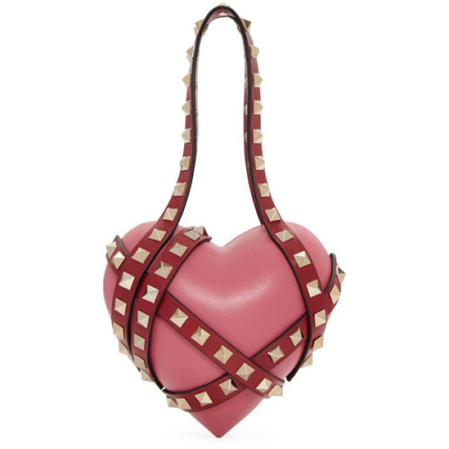 Valentino Pink Valentino Garavani Heart Cage Rockstud Minaudiere Clutch ❤ liked on Polyvore (see mor