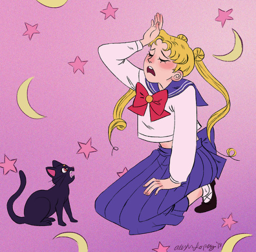 plasticnaturedraws:Luna~ “Usagi, you can’t keep procrastinating! You have important things to do!”Us