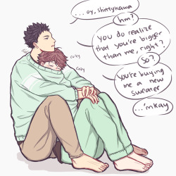 fejufej: Oiks you’re a giant so please have mercy on iwa’s sweater.  Posting an old art from early 2017 because even when I’m in holiday I still got no free time //sobs// 