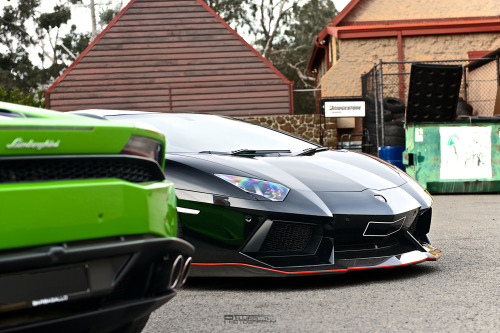 fullthrottleauto:  crash–test:   	Huracan  + Aventador by Anton    