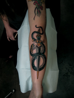 justindion:  Snake and dagger on Felicia.Justin