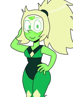 eyzmaster: Steven Universe - Peridot 147 by theEyZmaster  Peri with a ponytail! Inspired by a lovely piece I saw from @weasselk    dude yes! &lt;3 &lt;3 &lt;3
