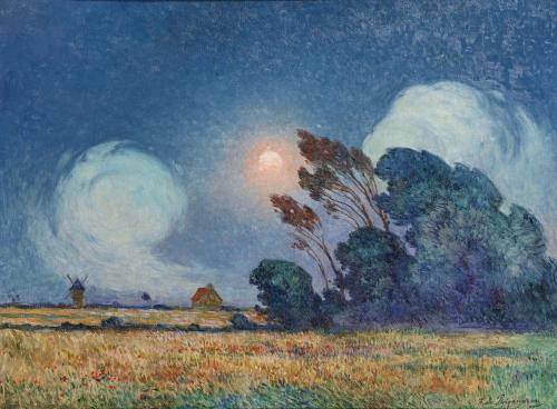 'Gust Of Wind With Setting Sun'. Ferdinand Du Puigaudeau. 1864-1930.