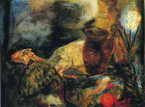 artist-kokoschka: Still life with a slaughtered lamb, 1910, Oskar KokoschkaMedium: oil,canvashttps:/