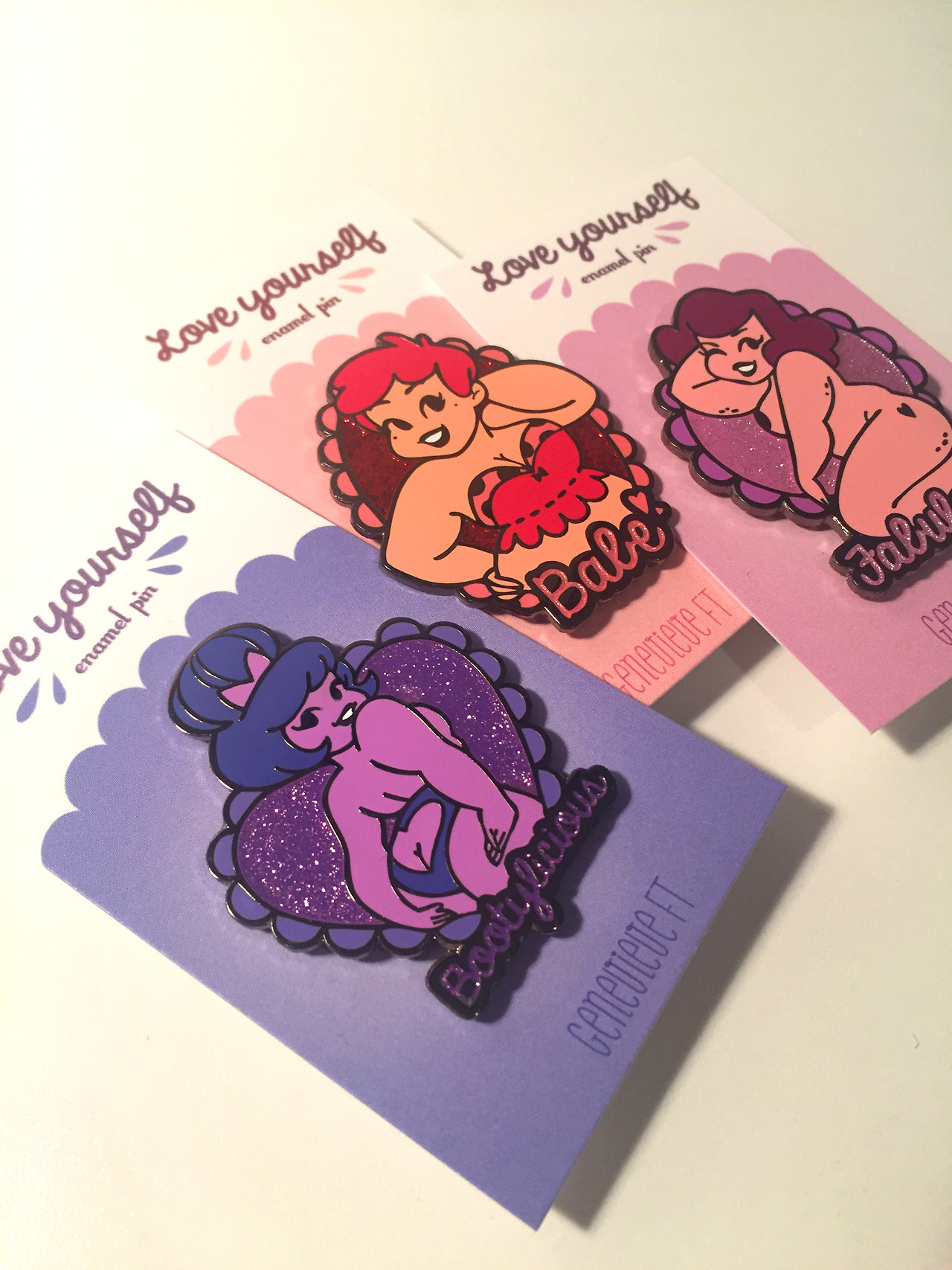 genevieve-ft:  My new enamel pins are now available!♡ ETSY.COM/SHOP/GENEVIEVEFT