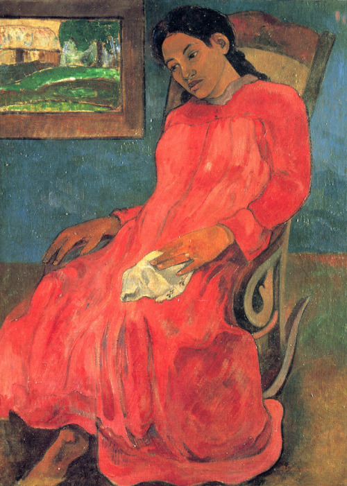 fleurdulys: Femme a robe rouge - Paul Gauguin 1891 