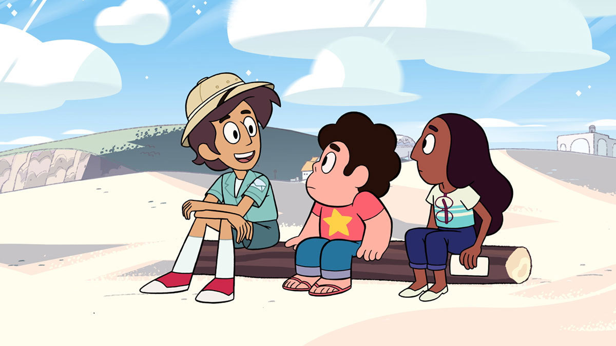 the-world-of-steven-universe:  Jamie the Mailman tells Steven and Connie a story.On