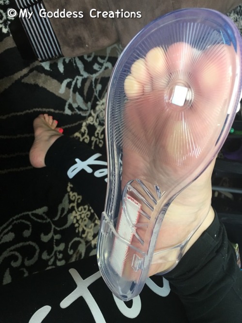 Pretty soles through clear jelly sandals.