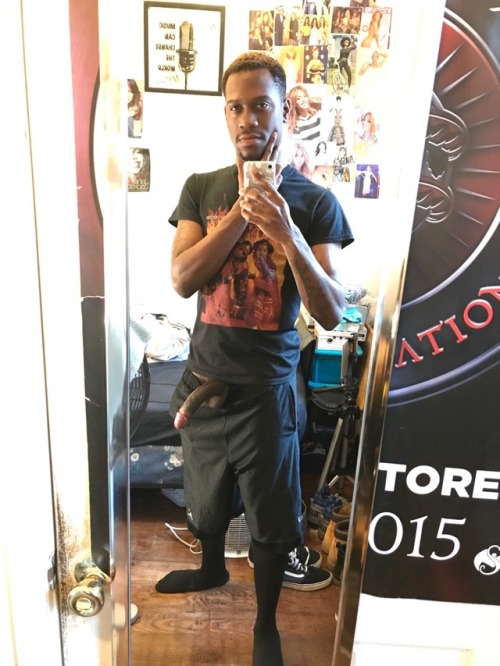 alphamasterdeuce:I can’t help being a dick 🤷🏾‍♂️ - B-Ball shorts and long black socks 🧦