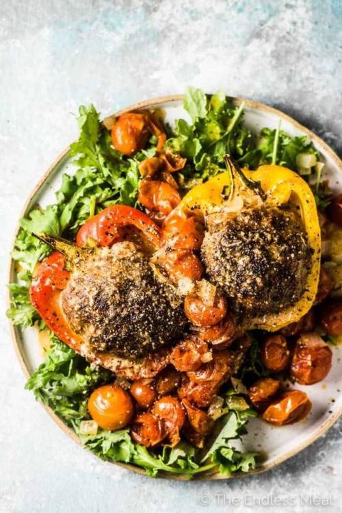Meatball Stuffed Peppers In Cherry Tomato Sauce