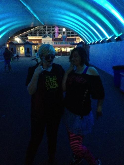 i was dared to go to lake compounce as a sceenie weenie and my friend went as pop punk and then i go