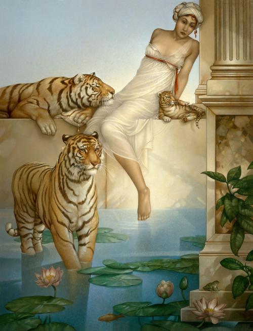 Michael Parkes (American, b. 1944, 1944 in Sikeston, MO, USA, based Spain) - Indian Summer, Painting