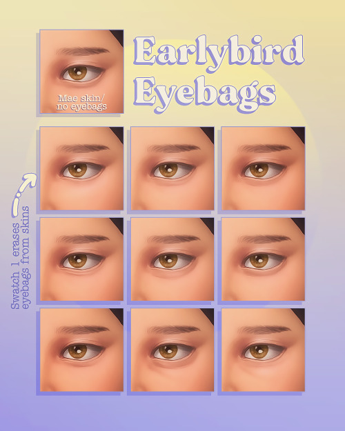 Earlybird eyebags Hello! Some eyebags today ~ But also… an eyebag-eraser (⁀ᗢ⁀)First swatch re