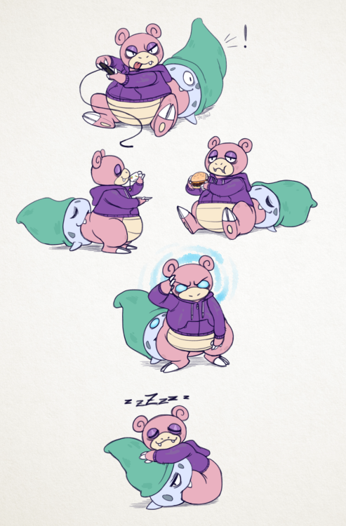  Some sketches for @groovelizard of their Slowbro boy Rizzo! 