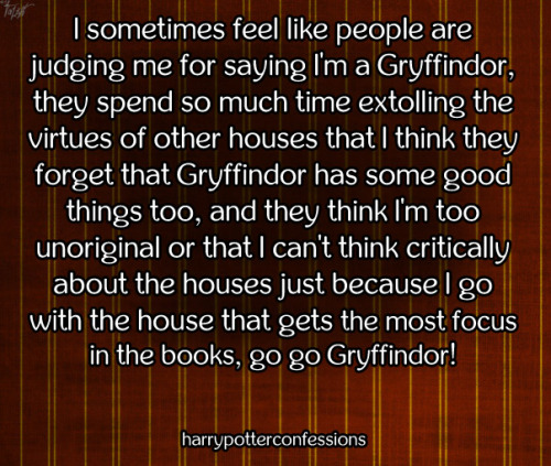 harrypotterconfessions:I sometimes feel like people are judging me for saying I’m a Gryffindor, they spend so much time 