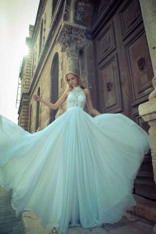 Ivory halter wedding dresses