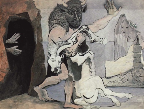 arthistorybitch: Pablo Picasso - Minotaur with Dead Mare in Front of a Cave, 1936