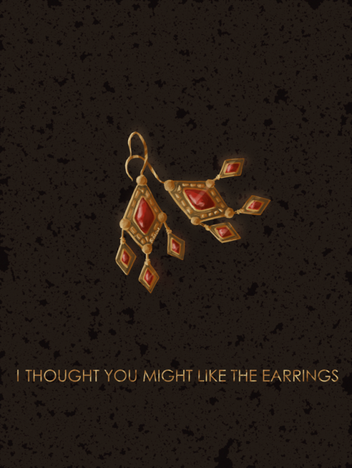 shebsart:Queen’s Thief Appreciation WeekDay Five - Favorite Symbol: the Ruby earrings-“W