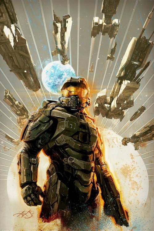 Halo / Masterchief- by Aleksi Briclot“An illustration done for a Halo trade paperback for @darkhorse